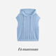 Famanxuan (Famanxuan) Blue Sweater de chaleco sin mangas con capucha para mujeres 2025 Summer Nueva pieza de perlas en plurillo Hollow Top Top Night Star Palabra todo tamaños