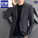 Romon Casual Blazer Herrenanzug koreanischer Stil schlanker und gutaussehender trendiger professioneller offizieller einzelnen Stück hellgraues zweiteiliger Set (Anzug + Hosen) xl