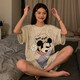 Modal pajamas for women with double-sided wearable summer new V-neck + round neck short-sleeved shorts cute home clothing set 9901w#Sleepy Mickey L