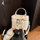 Woodpecker-sensing bag for women 2025 new trendy box small bag popular texture commuter one-shoulder crossbody bucket bag black
