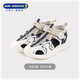 Dr. Jiang's summer casual toe-cap sandals for boys and girls, simple and breathable Velcro children's sandals for middle and large children, khaki/blue 32, foot length about 20.1-20.8