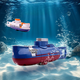 Mini sous-marin Toys garçon sans fil télécommandation de chargement nucléaire sous-marin petit navire jouet modèle militaire enfant Blue Remote Contrôle + batterie