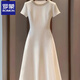 ROMON French slimming temperament light luxury high-end white dress summer new slimming waist small fragrant a-line skirt white L suitable for 107-116 Jin Jin equals 0.5 kg
