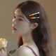 Xiangwan hair clips 2 pieces rainbow lucky crystal bangs clip simple forehead broken hair clip side one-word clip headdress