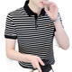Polos de Hailan Polo a rayas Polo de manga corta para hombres Camisa de seda de hielo delgada de estilo coreano Camisa bordada casual 6626 Caki L (105120Jin [Jin equivale a 0.5 kg])