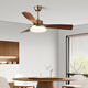 Pupan fan lights, medieval style living room ceiling fan lights, dining room lights, fan integrated retro ceiling fan with fan chandelier, full spectrum Ra9721 inch ceiling fan style walnut + electroplating