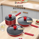 Deffman has a titanium non-stick wok, wok, frying pan, kitchen utensil set, soup pot, milk pot and pot, three-piece set for gas induction cooker, non-stick wok, wok + soup pot + frying pan