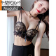 Modal verdickte 4 cm schwarze Unterwäscheanzug für Frauen mit kleinen Brüsten gesammelte flache Brüste und große sexy Spitzen -BHs Schwarze Anzug 80B 36