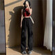 
Casual simple dopamine wear work pants for women in spring and summer drawstring hip-hop thin style wide-leg floor trousers MY-687 yellow XL
