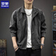 Romon Jacket Men's Jacket Autumn Men's Cotton Casual Jacket Loose Lapel Slim Men's Jacket 2025 New Spring and Autumn Black Regular 100% Cotton L (Suitable weight 125-140 Jin Jin equals 0.5 kg)