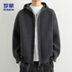 ROMON Knitted Sweater Cardigan Autumn Trendy Hooded Men's Jacket Loose Casual Warm Wool Clothes ST26 Black Gray XL