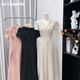 La Chapelle (La Chapelle) Kleid, professionelles Kleid, Sommer-Slim-Temperament für Frauen, formelle Anklage Anzug Kragen Französische lange Rock, schwarzer XL 120-130jin [Jin ist gleich 0,5 kg]