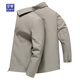 ROMON brand lapel windbreaker jacket for men, medium and long, spring and autumn 2025 new high-end business middle-aged dad coat LC009 Khaki 3XL 190 150Jin Jin equals 0.5kg -170Jin Jin equals 0.5kg
