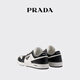 PRADA/Prada Gift Men's Downtown Triangular Logo Decorated Calf Leather Sneakers White/Black 42 (8)