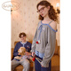 Gukoo Couple Pajamas Spring and Autumn Women's New Pajamas Disney Cotton Men's Home Clothes Set Can Be Weared Out C Denim Blue Couples Home Clothes L Women