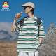 Big Mouth Monkey (paul frank) American fashion brand handsome color-blocking round neck men's T-shirt in summer thin loose stripes casual and versatile short-sleeved men's clothing green 698D [official authentic] XL [recommended 140-155 Jin [Jin equals 0.5 kg]]