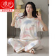 Langsha Summer Cotton Pyton Pyjamas pour femmes Pantalons à manches courtes Le coton peut être porté à l'extérieur pour les filles de vêtements décontractés sucrés z9711 2xl [Recommandé 140-160jin [Jin est égal à 0,5 kg] usure]