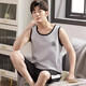 Summer en coton pur pyjamas pour hommes en deux pièces lâche et décontracté en deux pièces fine les vêtements de maison sans manches d'âge moyen H9928 Shorts à manches courtes l recommandés 100-120jin [Jin est égal à 0,5 kg]