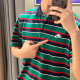 耐克（NIKE）短袖T恤男士2025夏季新款运动服针织翻领POLO衫上衣商务半袖 纯棉FN3897-410蓝绿条纹 S
