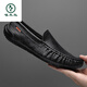 Woodpecker 2025 Printemps et été en cuir authentique Chaussures en cuir respirant décontractée pour hommes Softs Sofle Sole Hommes British One-Foot Lazy Chaussures Men 9901 Black Breathable 41