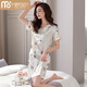 Modal 2025 new nightgown women's pajamas summer ice silk short-sleeved sexy dress silk home clothes white oak 9923 M 160