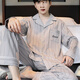 
Changluzhu Chun Autumn Pajamas for men pure cotton loose large size casual long sleeve trousers summer and winter style can be worn outside for home clothes OMM12004 L (recommended 100-130 Jin [Jin equals 0.5 kg])