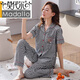 Modal Summer Cotton Pyjamas Frauen neue 2025 kurzärmelige Hosen dünne karierte Baumwollmutter Home Kleidung PT-9922 XL-Empfohlen 115-135Jin [Jin ist 0,5 kg]