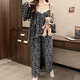 Pure Fengyun Fengyun Duo Cotton Start Pajamas para mujeres Juego de ropa para el hogar de la manga larga de tres piezas de tres piezas F9928# M Recomendado 80-100