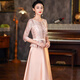 Hengyuanxiang champagne color happy mother-in-law wedding banquet dress 2025 summer new retro wedding noble young mother high-end dress champagne color M