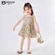 
Pig Banner girl summer thin dress for children's bubble cotton loose sleeveless vest skirt baby floral casual long skirt flower foundation 130 cm