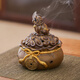 Shi Jin Tea Pet Incense Burner Two-in-one Ceramic Incense Road Antique Incense Furnace Tea Ceremony Golden Toad Incense Furnace Retro Ornaments Plate Incense Burner Sandalwood Lucky Bag Plate Incense Burner - Auspicious Beast + 20 Plate Goose Pear Tent Incense
