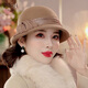 Buta Hat Women's Autumn and Winter Handmade Flower Top Hat Bere Warm Wool Felt Top Hat Versatile Fashion Retro Camel