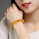 Shimei with National Inspection Certificate Natural Burmese 7A Water Purified Gold Amber Bracelet Beeswax Amber Bracelet Single Circle Round Bead Buddha Bead Gold Amber Bracelet 6mm (Exquisite Women's Model)