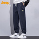 JEEP Jeep pants men's winter thickened European cotton velvet casual pants loose men's leggings sweatpants gray XL