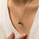 Wanke Highlight Tahitian Black Pearl Necklace Women's 18K Gold Seawater Pearl Pendant Flawless Birthday Gift 9-10mm