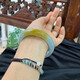 FALRIA Burmese jadeite bracelet ice type genuine ice waxy type yellow jade floating flower full circle high ice jade bracelet jade bracelet yellow jade 59mm