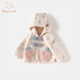 Banxidi Girls' Jacket Autumn and Winter Clothing 2025 New Children's Princess Style Polar Fleece Hooded Top Baby Autumn Children's Clothing Beige 90