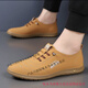 Woodpecker leather shoes for men summer 2025 new Korean style middle-aged business casual shoes non-slip soft sole soft leather one-leg driving shoes beige real soft leather cow soft leather 42