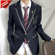 Dk boys' uniform suit suit original genuine British style autumn and winter youth college style dark blue suit suit dark blue suit + trousers + tie + chest chain L