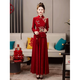 SAIDELE Wedding Toast Wear 2025 New Bride Light Luxurious Engagement Dress Back Door Service Autumn and Winter Cheongsam Chinese Wedding Dress for Women Burgundy M