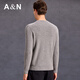 Antonio 100% cashmere Henry collar cashmere sweater for men with delicate touch, warm and skin-friendly sweater for men, white gray M/48(170/88A)