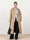 Fabrique flannel-lined single-breasted belted raglan sleeves long cotton trench coat Khaki M