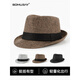 SOMUBAY middle-aged and elderly father's hat autumn and winter grandpa and old man high-end spring and autumn hat British retro short-brimmed gentleman's hat three-piece set-four seasons black hat + scarf + gloves M (56-58cm)