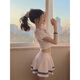 Universal large size 160 Jin Jin is equal to 0.5 kg JK uniform pure lust hot girl sexy summer college style waist shirt short pleated skirt two-piece set white and blue student suit (underwear) XL (140160 Jin Jin is equal to 0.5 kg)