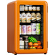 HCK Husky Ice Bar Up to 20% Subsidy Small Mini Refrigerator Retro Small Refrigerator Glass Door 70RB Hotel Apartment B&B Refrigerator Tea Refrigerated Beverage Cabinet Moni Orange Fully Refrigerated 64L | Electronic Temperature Control 64L First Level Energy Efficiency