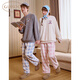 Gukoo Couple Pajamas Winter Disney Series Joint Soft Warm Plaid Pants Women's Home Clothes Set Men's Pajamas D Sky Gray Men's Suit XL