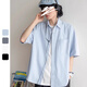 Homlean Japanese solid color short-sleeved shirt T-shirt men's spring and summer loose casual and versatile breathable clothes LS01 white XL