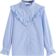 YEEHOO Girls' Shirts Children's Shirts Spring Fashion Lace Collar Long Sleeve Medium and Large Children's Fashion Tops Spring New Style Vertical Stars - Light Blue 160