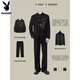 Playboy New Chinese Style National Style Casual Suit Suit for Men Spring and Autumn Chinese Style Embroidered Mao Suit Hanfu Men's Clothes Black Jacket + Tailor-made Pants Two-piece Set L High Quality