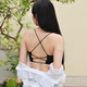 Woodpecker Beauty Back Ice Silk Thin Underwear Women's Thin Shoulder Strap Tube Top Fixed Bra Pad Small Camisole No Rim Bra Black + White M 70-90Jin Jin equals 0.5 kg